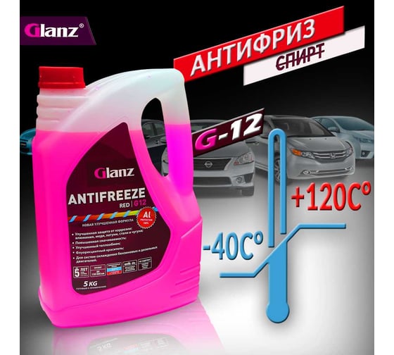 Антифриз Glanz G-12 красный 10 кг GL-010