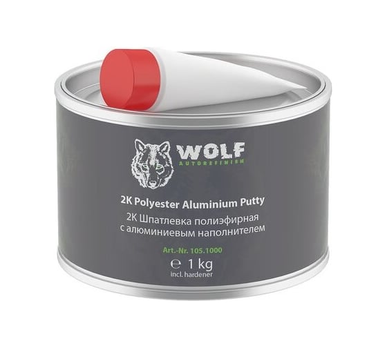 2K шпатлевка с алюминиевым наполнителем 1 кг с отвердителем Wolf 105.1000