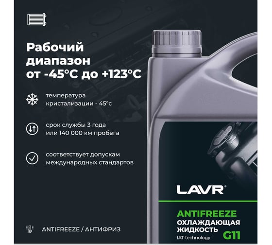 Охлаждающая жидкость Lavr ANTIFREEZE -45 G11 5 кг Ln1706