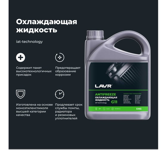 Охлаждающая жидкость Lavr ANTIFREEZE -45 G11 5 кг Ln1706