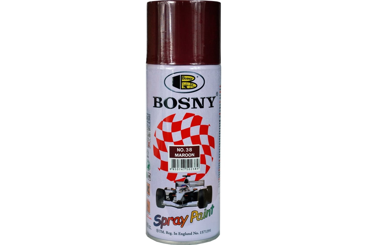 Акриловая краска аэрозоль Bosny бордовый RAL 3004 38 - выгодная цена,  отзывы, характеристики, фото - купить в Москве и РФ