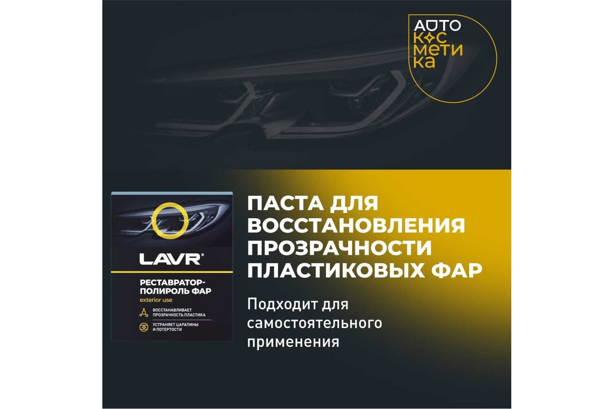 Реставратор фар + полироль Lavr 20 мл Ln1468 - выгодная цена, отзывы,  характеристики, 1 видео, фото - купить в Москве и РФ