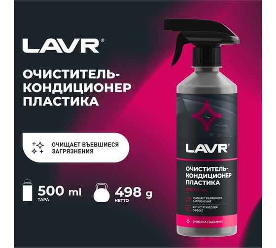 Очиститель-кондиционер пластика с триггером Lavr 500 мл Ln1458