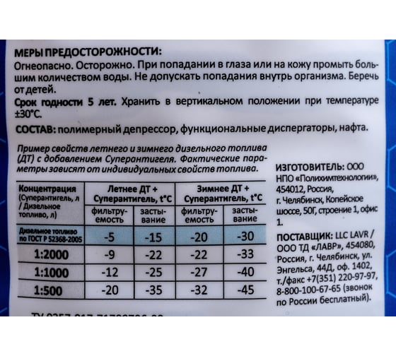 Суперантигель с диспергатором в дизельное топливо Lavr 3,35 л Ln2121