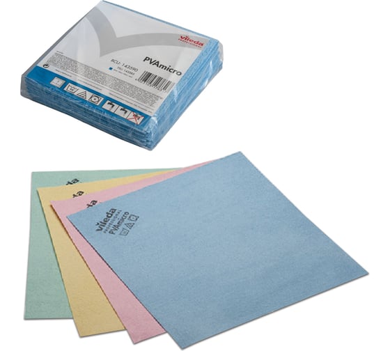 Салфетки VILEDA ПВАмикро, комплект 5 шт., искусственная замша, голубая, 35х38 см, 143590 602085