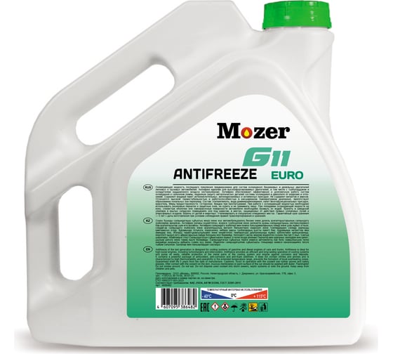 Антифриз Mozer G11 EURO зеленый, канистра 5 кг 4606482