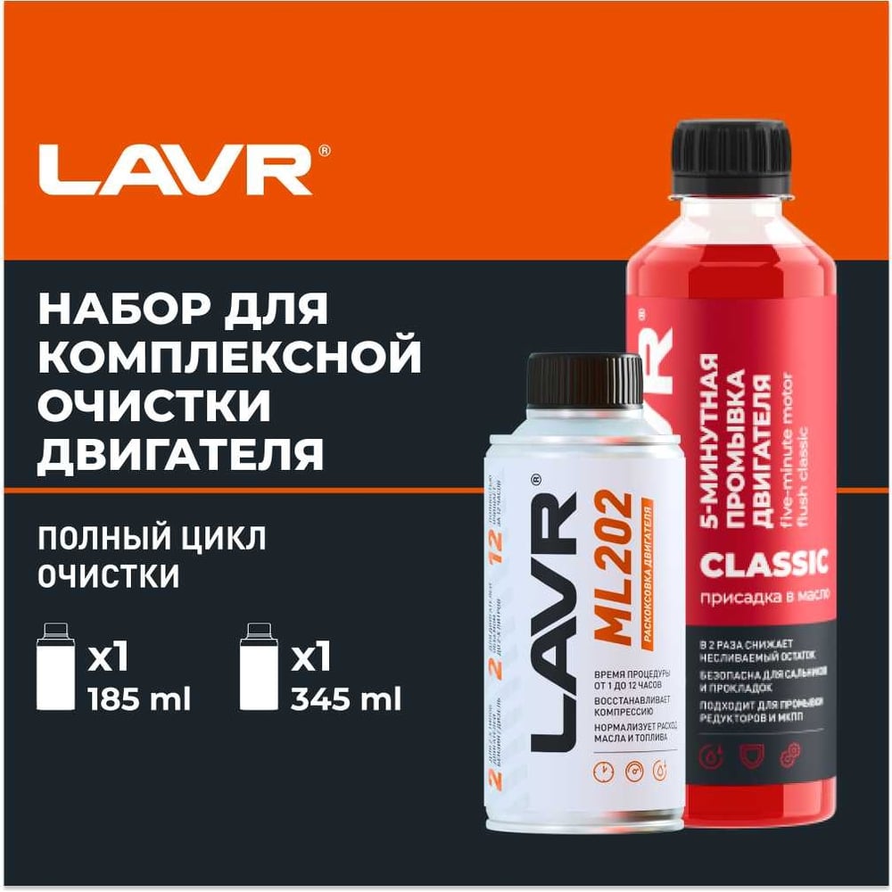 Набор: раскоксовывание двигателя (ML-202) + промывка двигателя Lavr ...