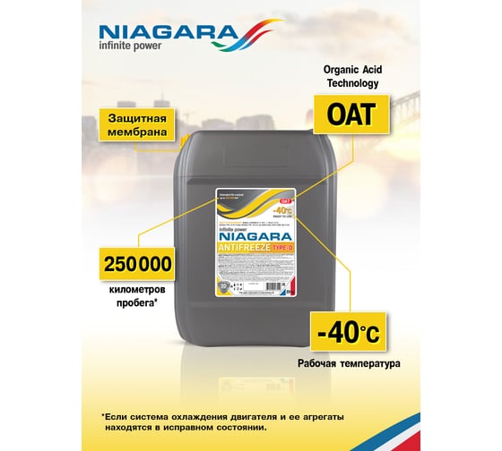 Охлаждающая жидкость NIAGARA Антифриз Ниагара Type-D 40 (желтый) 20 кг 013001004070