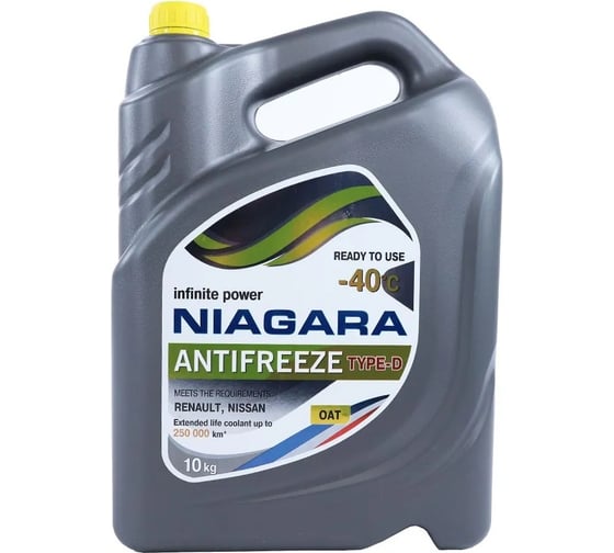 Охлаждающая жидкость NIAGARA Антифриз Ниагара Type-D 40 (желтый) 10 кг 013001004067