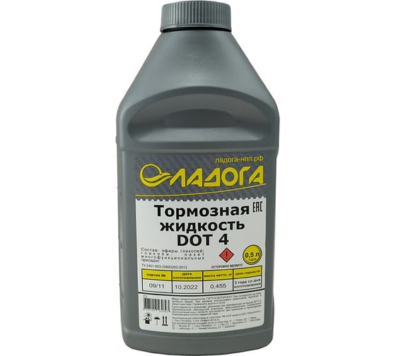 Тормозная жидкость ЛАДОГА DOT-4, банка 455гр LTJ_DOT4_0455