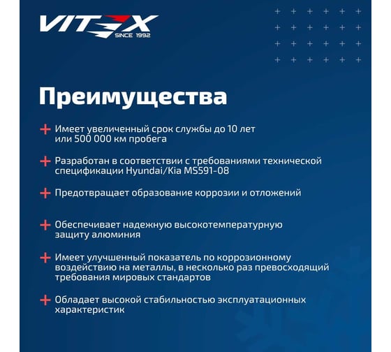 Антифриз VITEX O.E.M. for Hyundai Kia для корейских и японских автомобилей (хендай, киа) G12++ Зеленый 5 кг v113104