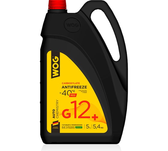 Охлаждающая жидкость Антифриз G12+-40C WOG 5 л/5.4 кг карбоксилатный WGC0111