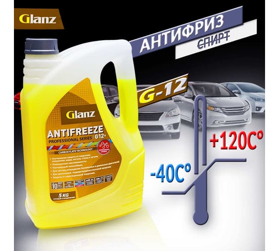 Антифриз (желтый; 5 кг) G-12+ Carboxylate PRO Glanz  GL014