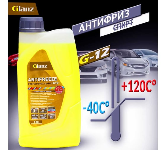 Антифриз (желтый; 1 кг) Carboxylate G-12+ PRO Glanz GL013