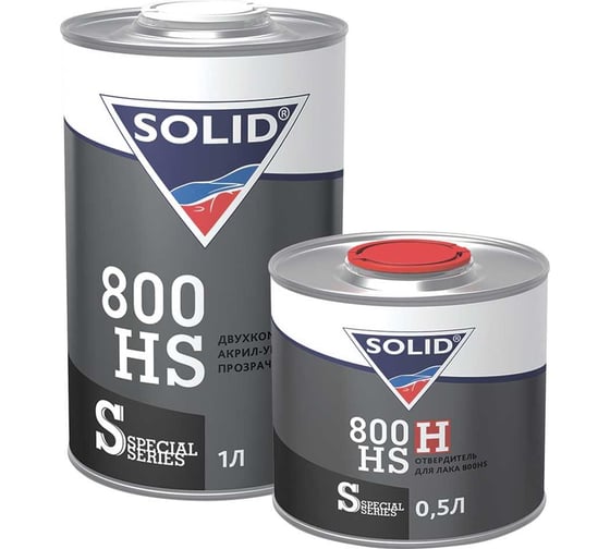 Двухкомпонентный прозрачный лак Solid 800 HS - (1000+500мл) - 2K лак системы HS 2+1 (в комп. с отвердит.) 319.1500 1