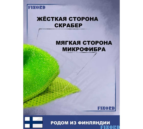 Салфетка для мытья автомобиля FINORD полировочная, с двумя разным сторонами, 40 на 40см FN-8001