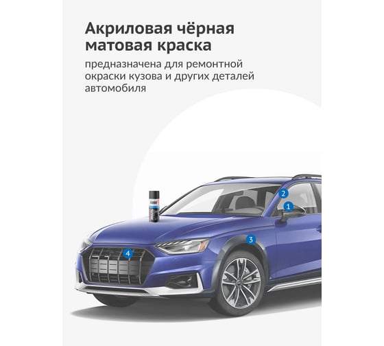 Эмаль акриловая 1К автомобильная черная матовая KUDO KU-5232.5