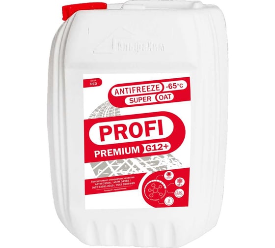 Антифриз PROFI PREMIUM -65 концентрат красный G12+ канистра 20 кг 12-65-020