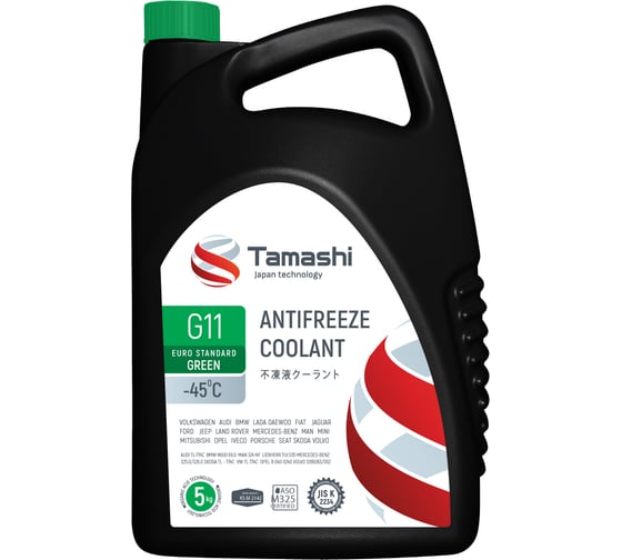 Антифриз Tamashi G11 EURO STANDARD GREEN, 5кг, зеленый, готовый, до -45C AFTG5