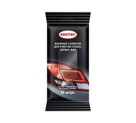 Салфетки влажные для стекол, зеркал, фар Обнинскоргсинтез Sintec 30 шт. 318965