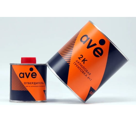 Акриловая грунтовка 4+1 AVE 2К Стандартная 0,8 л + отвердитель 0,2 л серая (к-т) 1120510