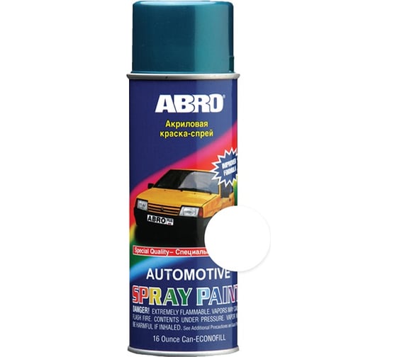 Аэрозольная краска ABRO INDUSTRIES INC Lada 201 белая, 473 мл Л201 1
