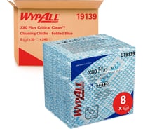 Протирочный материал Kimberly-Clark WYPALL* X80 Plus сложенные, 8 упак по 30 листов, синий,упак 19139