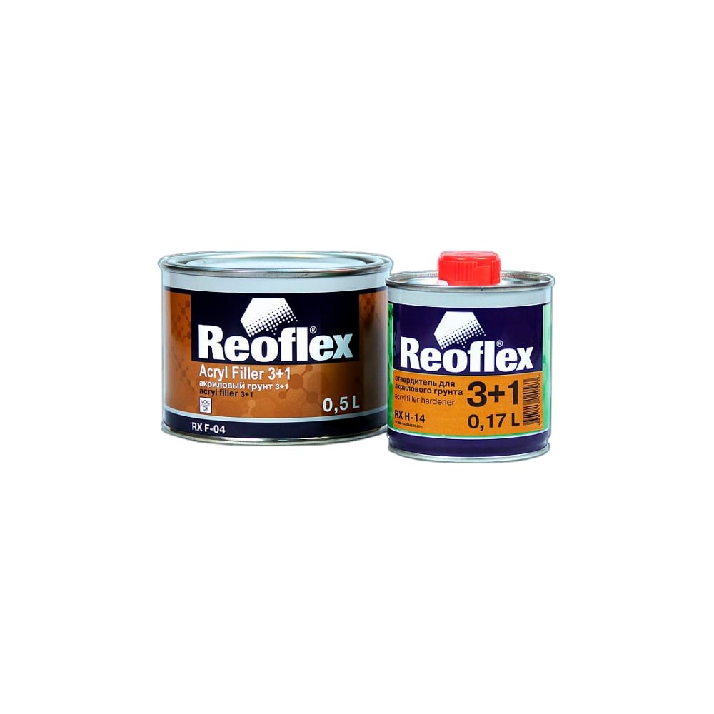 Акриловый грунт Reoflex 3+1 0.5 л, белый RX F-04/500 W