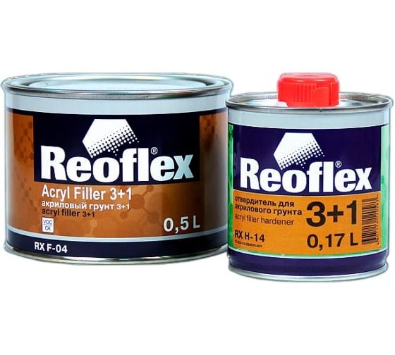 Акриловый грунт Reoflex 3+1 0.5 л, белый RX F-04/500 W