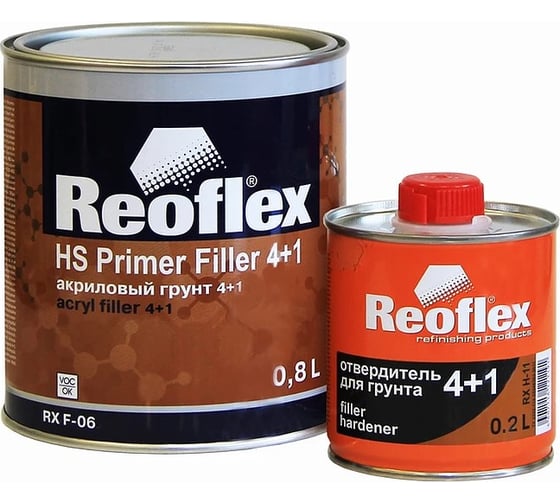 Акриловый грунт Reoflex 4+1 0.8 л, красный RX F-06/800 R 1