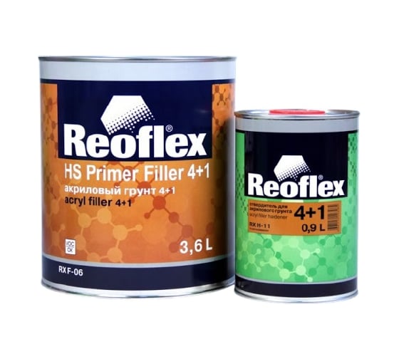 Акриловый грунт Reoflex 4+1 4 л, серый RX F-06/4000
