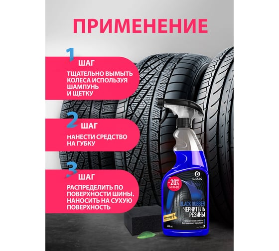 Полироль-чернитель шин Grass Black rubber 600 мл 110384