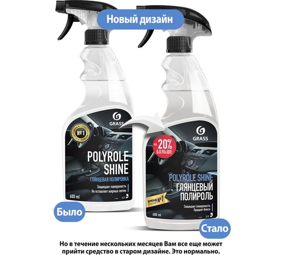 Глянцевый полироль для кожи, резины и пластика Grass Polyrole Shine 600 мл 110388