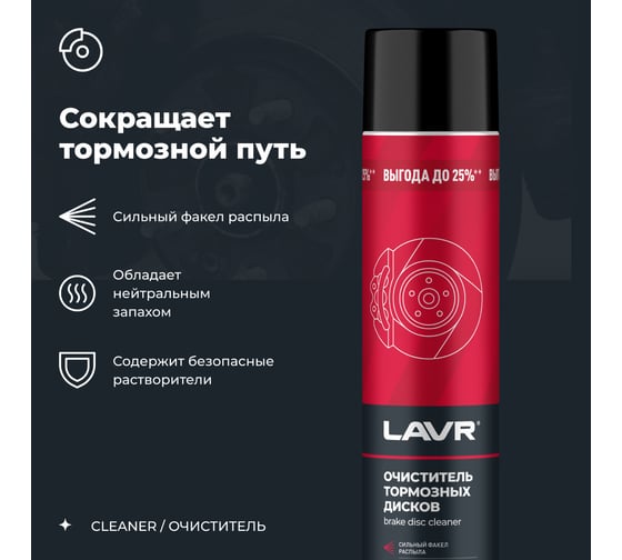 Очиститель тормозных дисков LAVR 1000 мл Ln2456