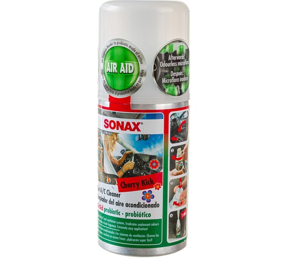 Очиститель системы кондиционирования для автомобиля SONAX с пробиотиком вишневый удар 0,1л 323700