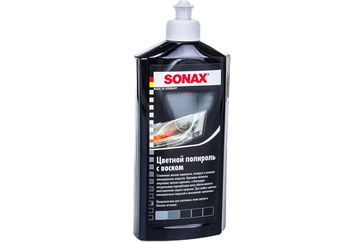 Цветной полироль с воском SONAX черный NanoPro 0,5л 296100