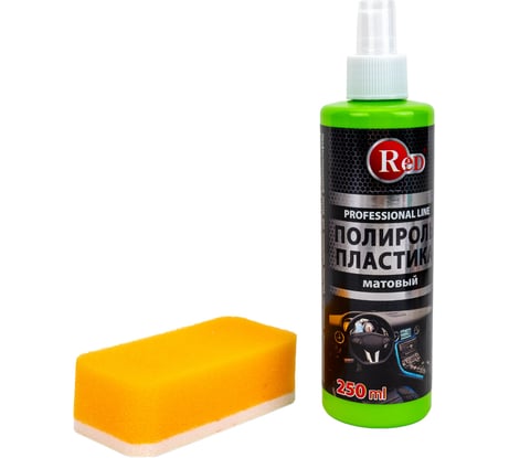 Матовый полироль пластика RED с губкой "ЯБЛОКО" Low Gloss 250мл в бл. R4264