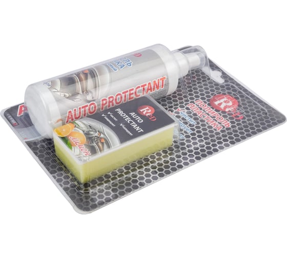 Матовый полироль пластика RED с губкой "ЛИМОН" Low Gloss 250мл в бл. R4265