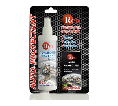 Матовый полироль пластика RED с губкой "Классик" Low Gloss 250мл в бл. R4260