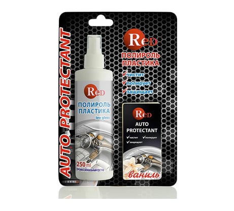 Матовый полироль пластика RED с губкой "Ваниль" Low Gloss 250мл в бл. R4261