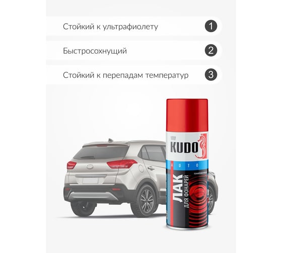 Лак для тонировки фар KUDO красный KU-9022