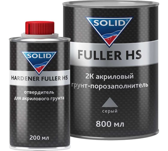 Грунт-наполнитель SOLID PROF FULLER HS GREY (800+200 мл) 4+1, цвет: серый (в комплекте с отвердителем) 531.8021.01