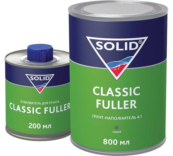 Грунт-наполнитель SOLID CLASSIC FULLER GREY (800+200 мл) 4:1 (комплект с отвердителем), цвет: серый 399.8081.20 1