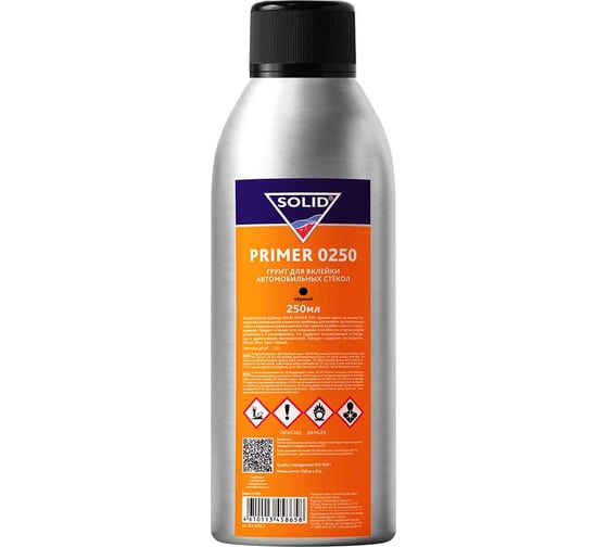 Грунт для вклейки автомобильных стёкол черный SOLID PRIMER 0250 250мл 374.0250.2 1