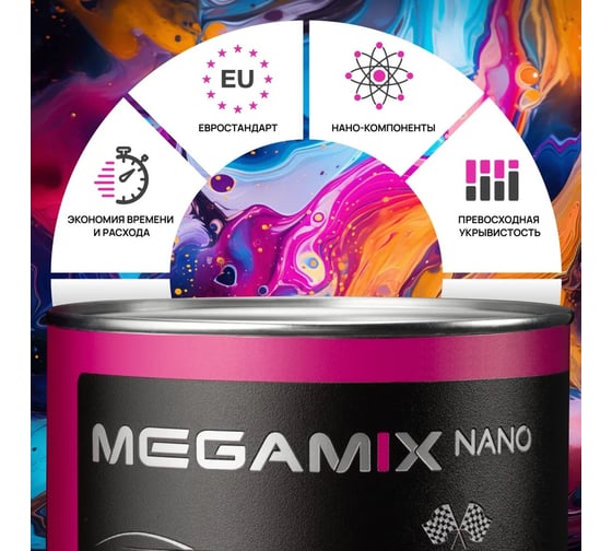 Базовая эмаль Megamix Зеленый чай 312, 2.7 л. Базисная автомобильная краска под лак 4673755202089