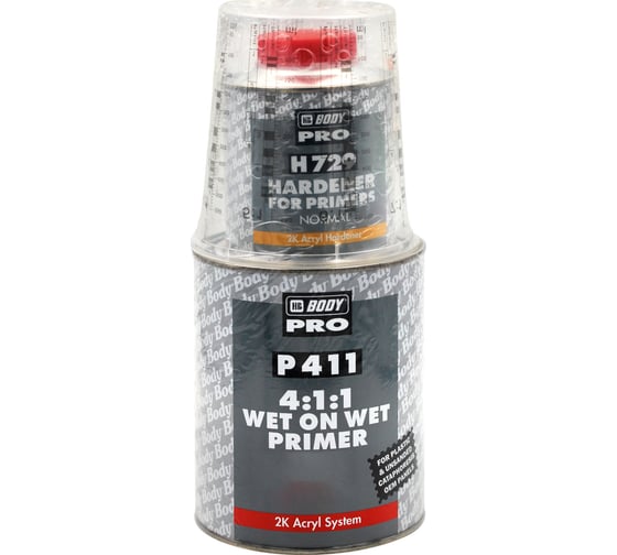 Грунт P411 WET ON WET черн. 1л + Отвердитель H729 норм. 0,25л HB BODY комплект 4111207291 1
