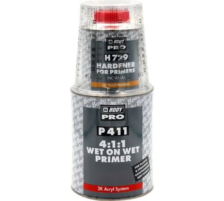 Грунт P411 WET ON WET бел. 1л + Отвердитель H729 норм. 0,25л HB BODY комплект 4111107291
