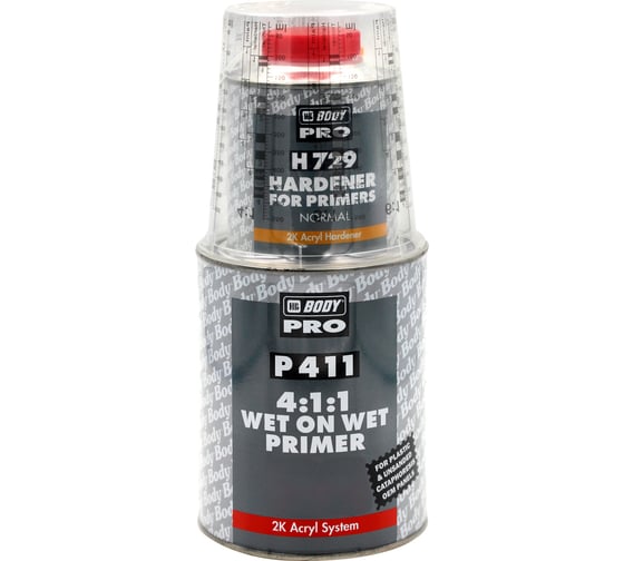 Грунт P411 WET ON WET бел. 1л + Отвердитель H729 норм. 0,25л HB BODY комплект 4111107291 1