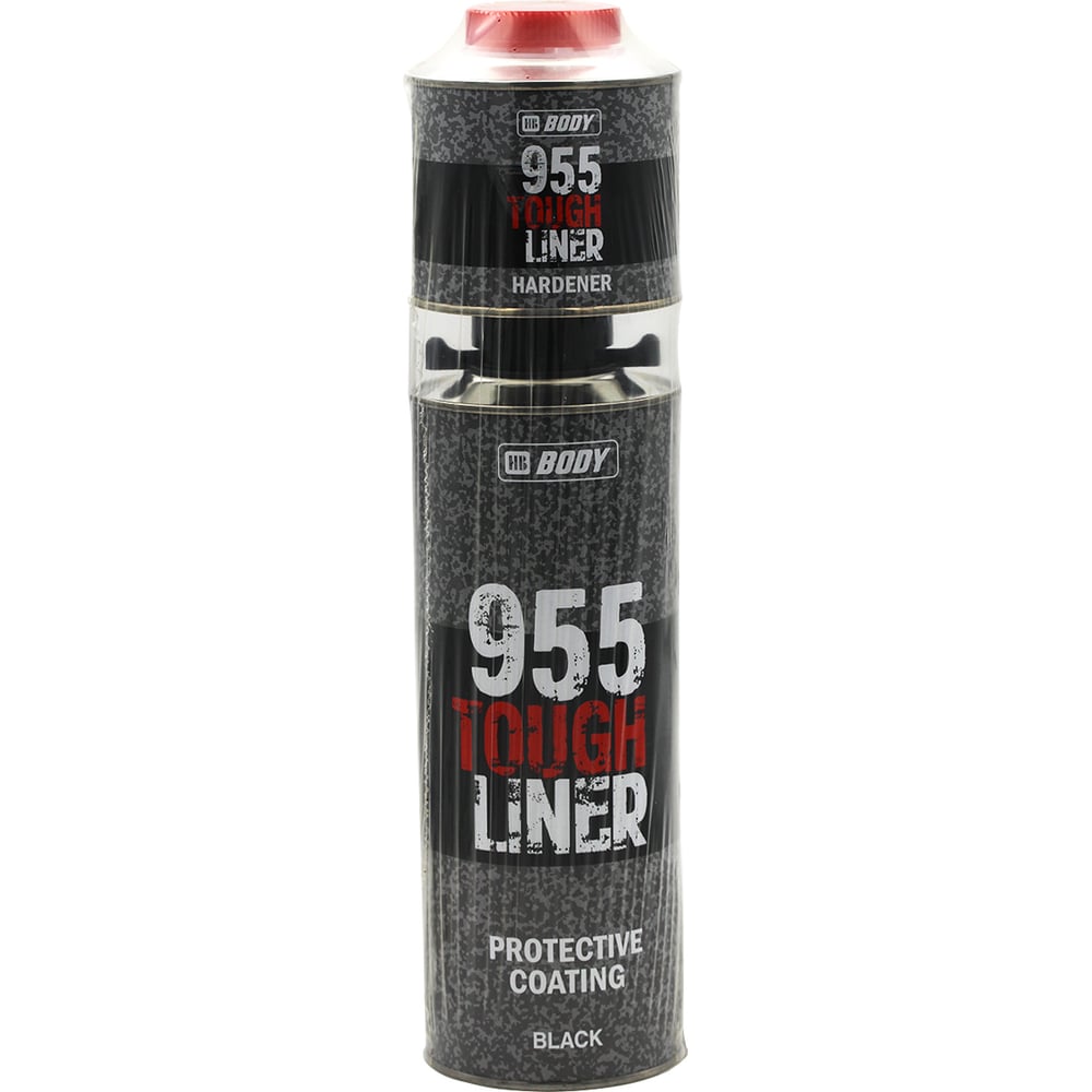 Сверхпрочное защитное покрытие TOUGH LINER 955 черн. 0,6л + Отвердитель 955  HB BODY комплект 9550209551