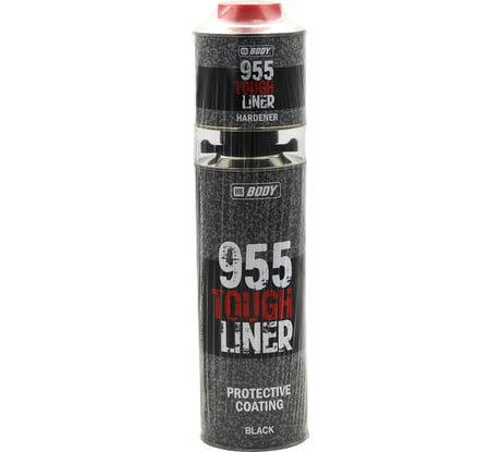 Сверхпрочное защитное покрытие TOUGH LINER 955 черн. 0,6л + Отвердитель 955 HB BODY комплект 9550209551